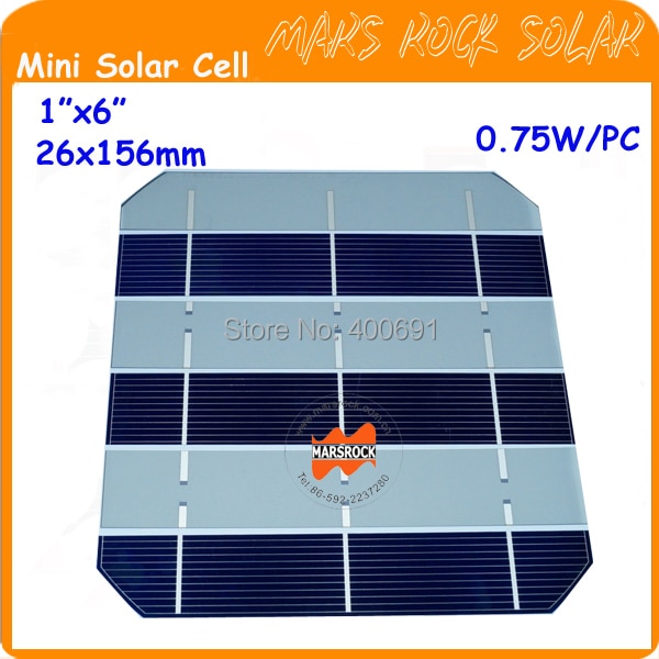 300 pcs 0.75 W 26x156mm 1 x 6 3BB 작은 Monocrystalline DIY 태양 전지 패널 높은 효율 학년 무료 배송